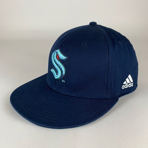 Seattle Kraken NHL Navy Blue Adidas Snapback Hat - Picture 1 of 4